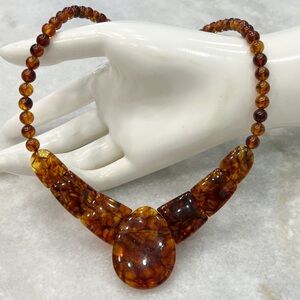 Butterscotch Amber Sterling Silver Beaded Bib Necklace